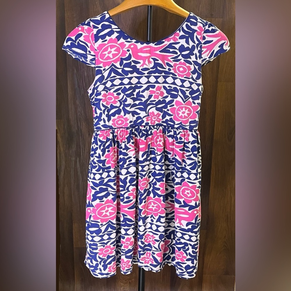 Anthropologie Pink and Blue Pleated Midi Dress